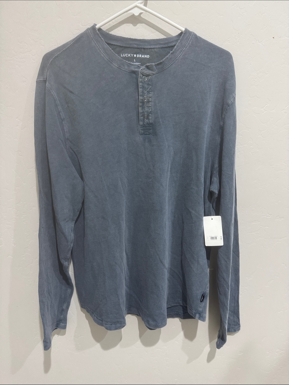 Lucky Brand Long-Sleeve Henley Shirt in Dusty Blue